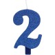 CANDELA NUMERO GLITTERATA BLU CM. 9,5 CON BASE GIVI