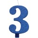 CANDELA NUMERO GLITTERATA BLU CM. 9,5 CON BASE GIVI