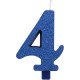 CANDELA NUMERO GLITTERATA BLU CM. 9,5 CON BASE GIVI