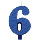 CANDELA NUMERO GLITTERATA BLU CM. 9,5 CON BASE GIVI