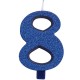 CANDELA NUMERO GLITTERATA BLU CM. 9,5 CON BASE GIVI