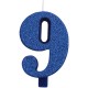CANDELA NUMERO GLITTERATA BLU CM. 9,5 CON BASE GIVI