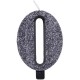 CANDELA NUMERO GLITTERATA NERO CM. 9,5 CON BASE GIVI