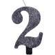 CANDELA NUMERO GLITTERATA NERO CM. 9,5 CON BASE GIVI