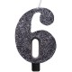 CANDELA NUMERO GLITTERATA NERO CM. 9,5 CON BASE GIVI