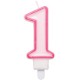 CANDELA NUMERO ROSA CON BORDO FUSCIA CM. 8,5 CON BASE GIVI