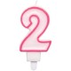 CANDELA NUMERO ROSA CON BORDO FUSCIA CM. 8,5 CON BASE GIVI