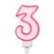 CANDELA NUMERO ROSA CON BORDO FUSCIA CM. 8,5 CON BASE GIVI