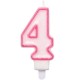 CANDELA NUMERO ROSA CON BORDO FUSCIA CM. 8,5 CON BASE GIVI