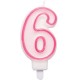 CANDELA NUMERO ROSA CON BORDO FUSCIA CM. 8,5 CON BASE GIVI