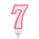 CANDELA NUMERO ROSA CON BORDO FUSCIA CM. 8,5 CON BASE GIVI