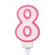 CANDELA NUMERO ROSA CON BORDO FUSCIA CM. 8,5 CON BASE GIVI
