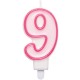 CANDELA NUMERO ROSA CON BORDO FUSCIA CM. 8,5 CON BASE GIVI