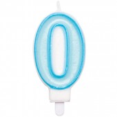 CANDELA NUMERO AZZURRO CON BORDO TURCHESE CM. 8,5 CON BASE GIVI