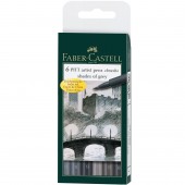 PENNARELLO BRUSH PITT ARTIST PEN TONALITA' GRIGIO PUNTA B CONF. 6 PZ. FABER-CASTELL