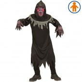 COSTUME DEMONIO CON tunica, guanti, maschera con cappuccio e occhi luminosi ad effetto dissolvenza WIDMANN