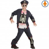 COSTUME POLIZIOTTO ZOMBIE CON CASACCA, CAMICIA, PANTALONI, CAPPELLO WIDMANN