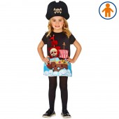 COSTUME BAMBINA CAPITANO PIRATA CON CAPPELLO (104 CM - 2-3 ANNI ) WIDMANN