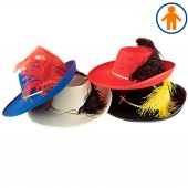 CAPPELLO MOSCHETTIERE CON PIUMA IN FELTRO - ASS. IN 4 COLORI: 2 NERI, 2 ROSSI, 1 BIANCO, 1 BLU WIDMANN