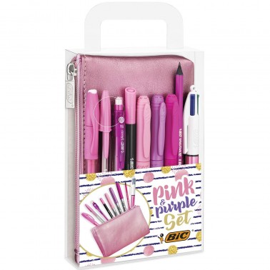 WRITING SET PINK & PURPLE BIC