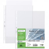BUSTA TRASPARENTE A FORATURA UNIVERSALE 22X30 PLUS LUCIDA CONF.25 PZ. ATLA T SEI
