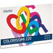 BLOCCO DISEGNO COLORISSIMI 24X33 8 COLORI 16 FOGLI 220 GR. MONORUVIDO FAVINI