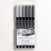 PENNARELLO DOPPIA PUNTA AQUA BRUSH DUO SET 6 COLORI GRGIO LYRA