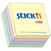 CUBO FOGLI RIPOSIZIONABILI 76x76 COLORI PASTELLO STICK'N HOPAX