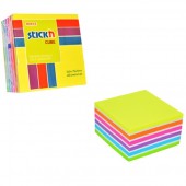CUBO FOGLI ADESIVI RIPOSIZIONABILI 76X76 COLORI NEON + BIANCO STICK'N HOPAX