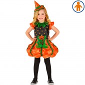 COSTUME BAMBINA STREGA ZUCCA CON MINI CAPPELLO (116 CM / 4-5 ANNI ) WIDMANN