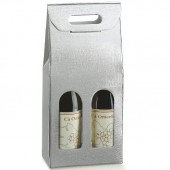 SCATOLA 2 BOTTIGLIE CON MANIGLIA SETA ARGENTO
