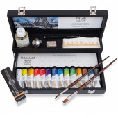 CASSETTA IN LEGNO NERO 14 COLORI AD OLIO FINE RIVE GAUCHE 40 ML. CON ACCESSORI SENNELIER
