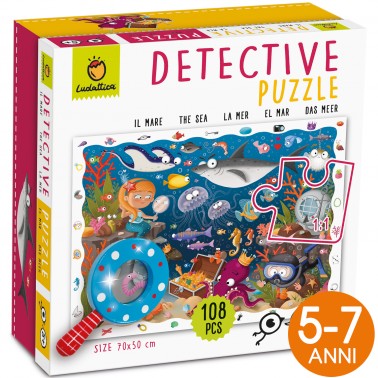 PUZZLE BABY DETECTIVE CON LENTE DI INGRANDIMENTO 108 PEZZI 50X70 LUDATTICA