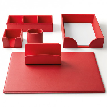 SET SCRIVANIA 6 PEZZI ( SOTTOMANO + ACCESSORI ) SIMILPELLE RUGATA INTEMPO