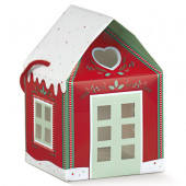SCATOLA REGALO CASETTA CON CORDINI CM.12X12X11 RED LITTLE HOUSE