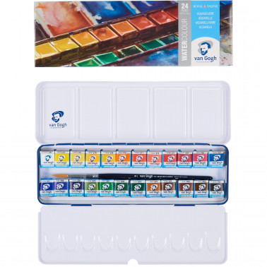 ACQUERELLI VAN GOGH DEMI GODET SCATOLA METALLO 24 COLORI ROYAL TALENS