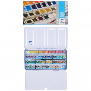 ACQUERELLI VAN GOGH DEMI GODET SCATOLA METALLO 48 COLORI ROYAL TALENS