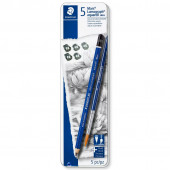 SET 6 MATITE GRAFITE MARS LUMOGRAPH AQUARELL ( 1X4B 2X6B 2X8B ) + PENNELLO N&deg;8 STAEDTLER