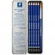 SET 6 MATITE GRAFITE MARS LUMOGRAPH AQUARELL ( 1X4B 2X6B 2X8B ) + PENNELLO N°8 STAEDTLER
