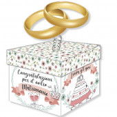 SCATOLA - BIGLIETTO AUGURALE MATRIMONIO 12X12X12 SURPRISE BOX CROMO