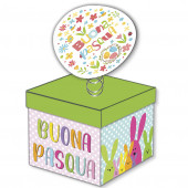SCATOLA - BIGLIETTO AUGURALE PASQUA 12X12X12 SURPRISE BOX CROMO