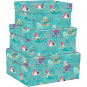 SET 3 SCATOLE REGALO IN CARTONE CON COPERCHIO MEDIE LA SIRENETTA KARTOS