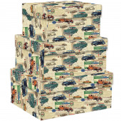 SET 3 SCATOLE REGALO IN CARTONE CON COPERCHIO MEDIE CARS SET KARTOS