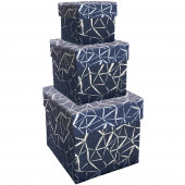 SET 3 SCATOLE REGALO IN CARTONE CON COPERCHIO BLUE GRID KARTOS