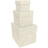 SET 3 SCATOLE REGALO QUADRATE IN CARTONE CON COPERCHIO WHITE GRID KARTOS