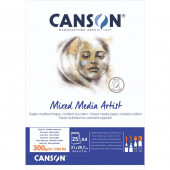 CARTA DISEGNO GRANA FINA MIXED MEDIA ARTIST A4 300 GR. BLOCCO 25 FOGLI CANSON