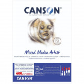CARTA DISEGNO GRANA FINA MIXED MEDIA ARTIST 600 GR. BLOCCO 15 FOGLI CANSON