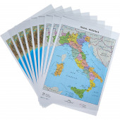 CARTA GEOGRAFICA ITALIA A4 BIFACCIALE FISICA/POLITICA CWR