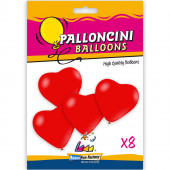 PALLONCINI LATTICE MEDI &Oslash; 25 CM. CUORE ROSSO BUSTA 8 PZ. ROCCA FUN FACTORY