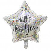 PALLONCINO IN MYLAR STELLA HAPPY NEW YEAR FUOCHI OLOGRAFICO CM.51 ROCCA FUN FACTORY